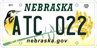 NE license plate ATC022