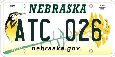 NE license plate ATC026