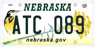NE license plate ATC089