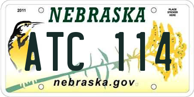 NE license plate ATC114