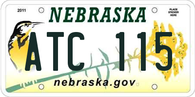 NE license plate ATC115