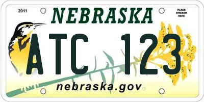 NE license plate ATC123