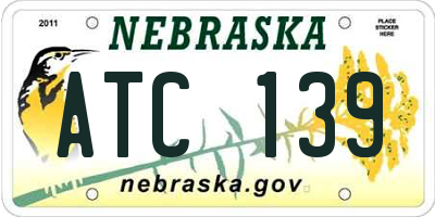 NE license plate ATC139