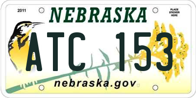 NE license plate ATC153