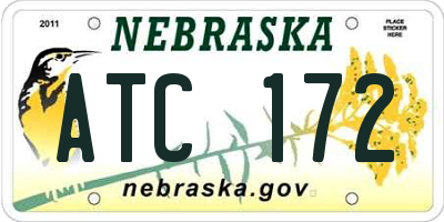 NE license plate ATC172