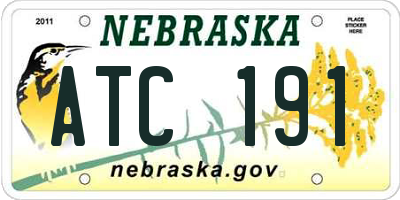 NE license plate ATC191