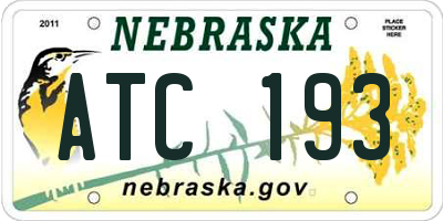NE license plate ATC193