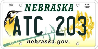 NE license plate ATC203