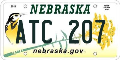 NE license plate ATC207