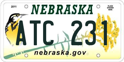NE license plate ATC231