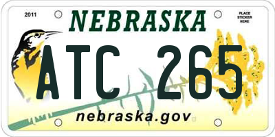NE license plate ATC265