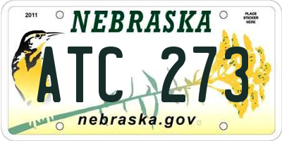 NE license plate ATC273