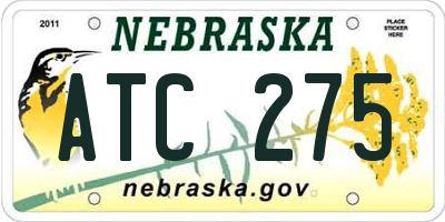 NE license plate ATC275
