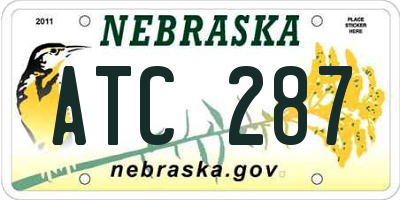 NE license plate ATC287