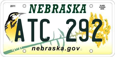NE license plate ATC292