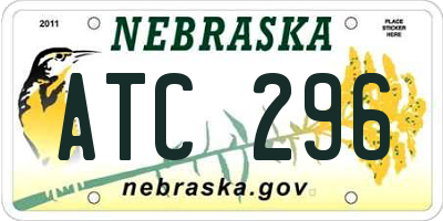 NE license plate ATC296