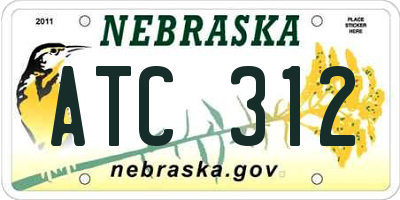 NE license plate ATC312