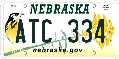 NE license plate ATC334