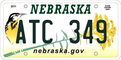 NE license plate ATC349