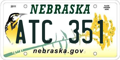 NE license plate ATC351