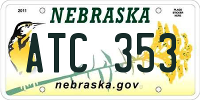 NE license plate ATC353