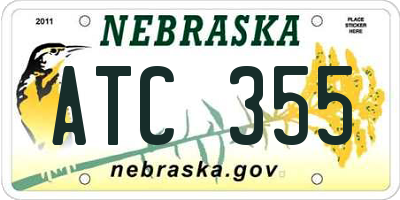 NE license plate ATC355