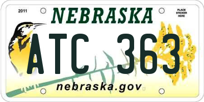 NE license plate ATC363