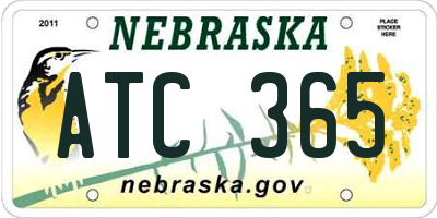 NE license plate ATC365