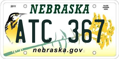 NE license plate ATC367