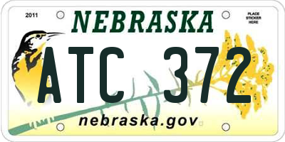NE license plate ATC372