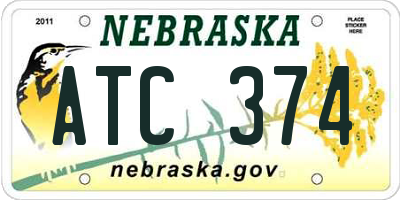 NE license plate ATC374