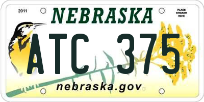 NE license plate ATC375