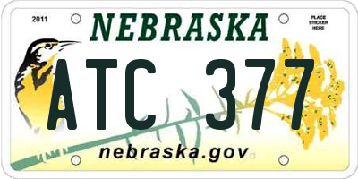 NE license plate ATC377