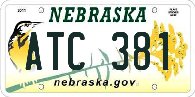 NE license plate ATC381