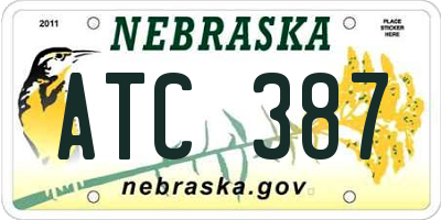 NE license plate ATC387
