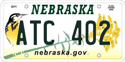 NE license plate ATC402
