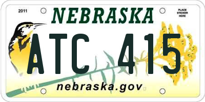 NE license plate ATC415