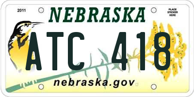 NE license plate ATC418
