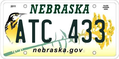 NE license plate ATC433