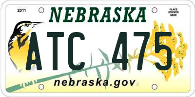 NE license plate ATC475