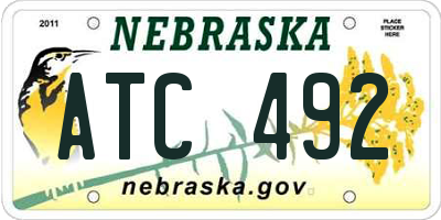 NE license plate ATC492