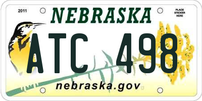 NE license plate ATC498