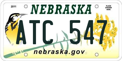 NE license plate ATC547