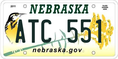 NE license plate ATC551