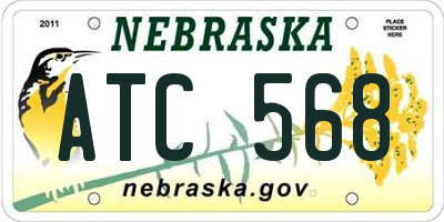 NE license plate ATC568