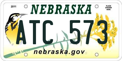 NE license plate ATC573