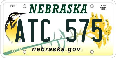 NE license plate ATC575