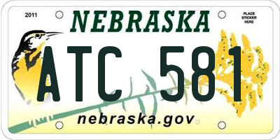 NE license plate ATC581
