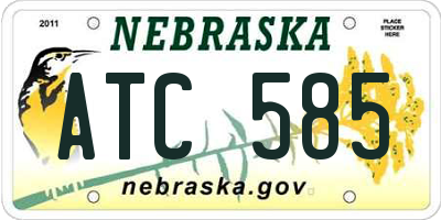 NE license plate ATC585