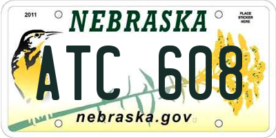 NE license plate ATC608